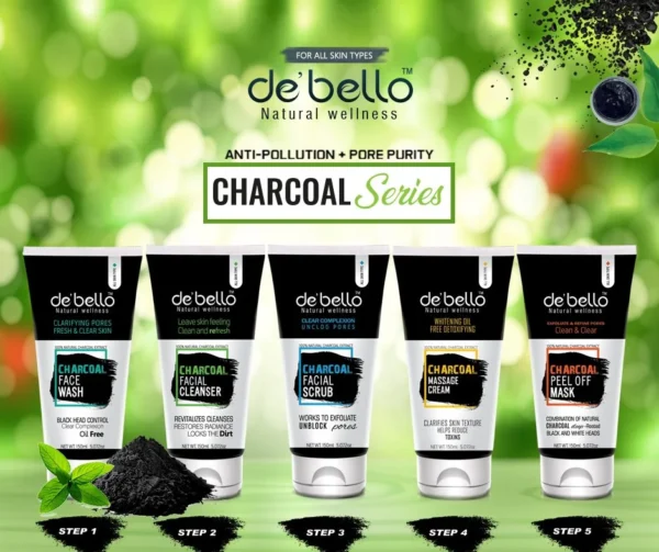 Debello Charcoal Series Facial Kit (150ml Each) Pack of 5